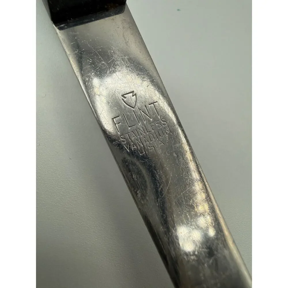Vintage 1950s Flint Stainless Vanadium USA Carving Fork Black Handle 11.75
